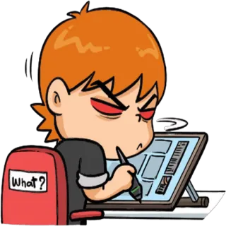 😠 What? Cartoon, Sticker, Künstler, Zeichnung, Grafiktablett, Arbeit, Was telegram sticker