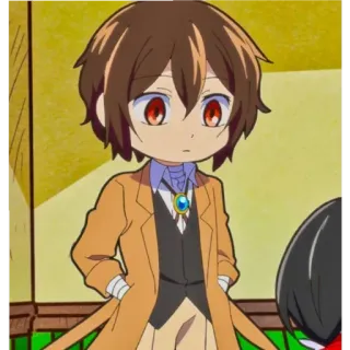 🙂 Osamu Dazai Bungo Stray Dogs anime, manga, cartoon, Bungo Stray Dogs, Osamu Dazai, chibi, character, art telegram sticker