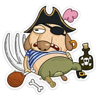🍗 pirate, dog, cartoon, food, skull, funny, animal, character telegram sticker