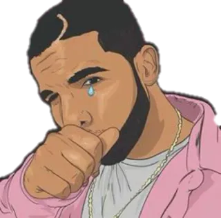 ☠ Drake Drake, smutny, płaczący, raper, kreskówka telegram sticker