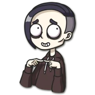 🙄 tímido, fofo, nervoso, desenho animado, personagem telegram sticker