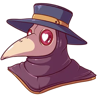 😍 doktor plagi, maska, słodki, oczy w serca, kapelusz telegram sticker