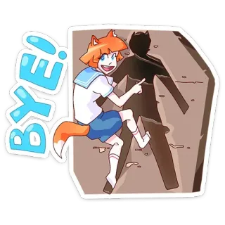 👋 BYE! anime, dibujos animados, adiós, saludando, alegre, uniforme de marinero, chica zorro telegram sticker