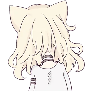 Белая кошка-девочка @Nyasticks whatsapp stickers