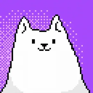 👍 พิกเซลอาร์ต, หมา, สีขาว, น่ารัก, สัตว์, สติกเกอร์ telegram sticker