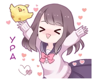 🌟 YPA Anime, Chica, Linda, Tía, Corazones, Kawaii, Sticker, Dibujo animado telegram sticker