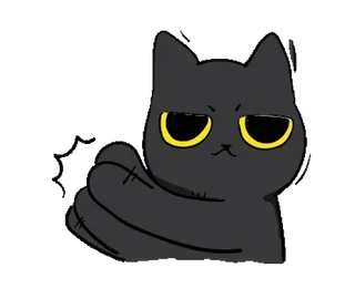 🐾 chat, doigt d'honneur, impoli, chat noir, dessin animé, offensant telegram sticker