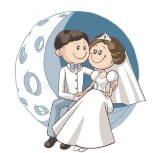👰 невеста, жених, свадьба, луна, пара, брак telegram sticker