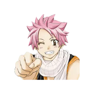 👊 Natsu Dragneel Fairy Tail Anime, Mangá, Fairy Tail, Natsu Dragneel, Personagem, Apontando whatsapp sticker
