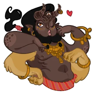 😘 monstruo, demonio, tres ojos, cuernos, fantasía, criatura, dibujo animado whatsapp sticker