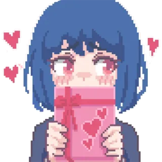 ❤️ Аниме, Милый, Пиксель арт, Сердце, Любовь, Подарок telegram sticker
