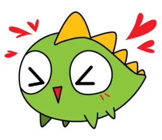 😍 Мультфильм, Динозавр, Милый, Любовь, Сердечки, Зеленый, Животное telegram sticker