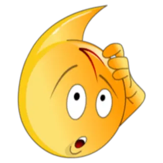 😮 Мультфильм, Эмодзи, Вопрос, Смущенный, Оранжевый, Думающий telegram sticker