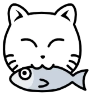 😀 Katze, Fisch, Tier, Cartoon, Haustier, Essen, süß, Aufkleber telegram sticker