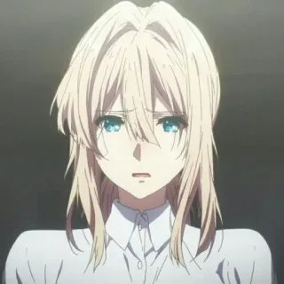✨ Violet Evergarden Anime, Triste, Emozionale, Personaggio, Biondo, Occhi azzurri telegram sticker