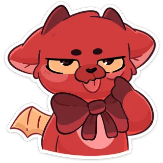 😈 kreskówka, zwierzę, czerwony, słodki, pies, postać whatsapp sticker