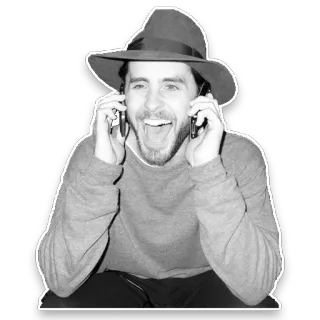 📱 man, hat, phones, smiling telegram sticker