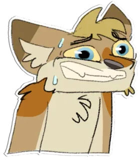 😬 furry, anthropomorphic, cartoon, nervous, sweat, anxious, character, sticker telegram sticker