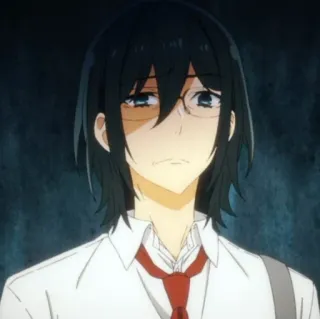 🌊 Izumi Miyamura Horimiya Anime, Manga, Horimiya, Izumi Miyamura, Personaje, Pelo negro, Gafas telegram sticker