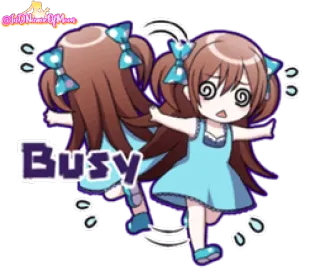 😣 Busy Аниме, Мультфильм, Занятой, Чиби, Милый, Девушка whatsapp sticker
