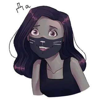 🙃 Да kartun, wanita, karakter, masker, wajah kucing whatsapp sticker