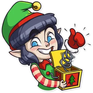 👍 elfo, natal, feriado, desenho animado, polegar para cima, positivo telegram sticker