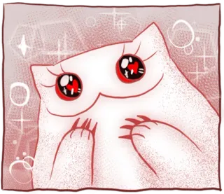 🐱 gato, anime, kawaii, fofo, brilho, vermelho, animal telegram sticker