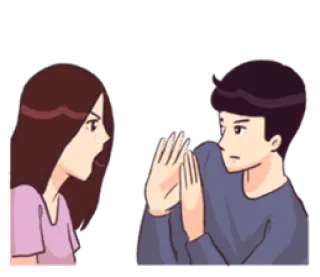 👋 złość, frustracja, niezgoda, kłótnia, relacja, kreskówka, para telegram sticker