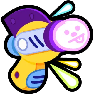🔫 sticker, cartoon, gun, toy, futuristic, yellow, purple telegram sticker