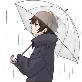 ☔ Anime, Guarda-chuva, Chuva, Triste, Menino telegram sticker