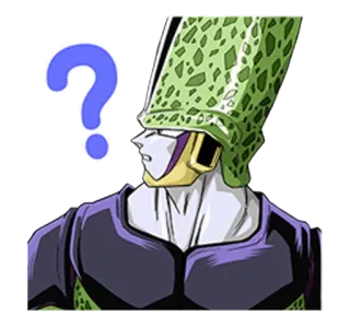 ❔ Cell Dragon Ball cellula, Dragon Ball, anime, punto interrogativo, confuso, che si interroga, manga telegram sticker