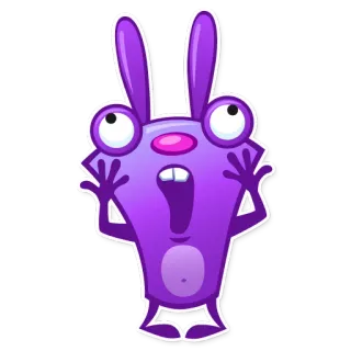 😱 Мультфильм, Кролик, Смешной, Фиолетовый, Наклейка, Животное whatsapp sticker