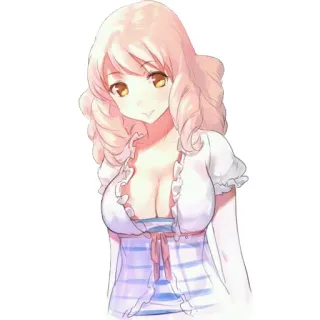 🙂 anime, garota, mulher, mulher, desenho animado, retrato, fofa telegram sticker