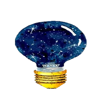😖 żarówka, kosmos, gwiazdy, galaktyka, akwarela, nocne niebo telegram sticker