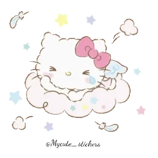 🐱 Hello Kitty kawaii, schattig, hello kitty, wolk, sterren telegram sticker