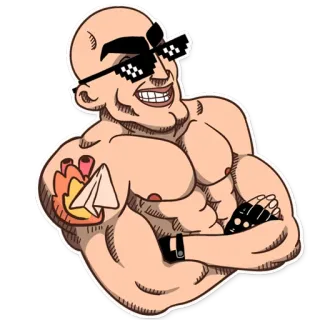 😎 pria, berotot, stiker, kacamata hitam, kekar, pesawat kertas, meme, thug life telegram sticker