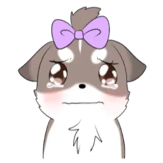 😢 dog, puppy, cute, crying, sad, cartoon telegram sticker