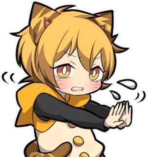 😓 애니메이션, 카와이, 고양이, 불안, 귀여운, 치비 telegram sticker