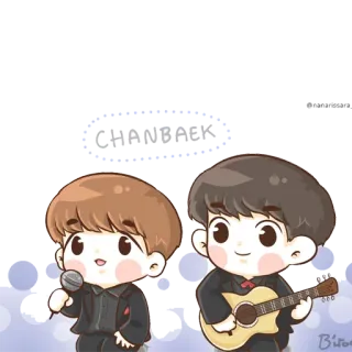 ♥ CHANBAEK chanbaek, K-pop, nhạc, chibi, dễ thương, hoạt hình telegram sticker