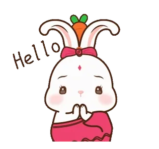 ⭐ Hello กระต่าย, กระต่าย, การ์ตูน, น่ารัก, แครอท, สีชมพู, สัตว์ telegram sticker