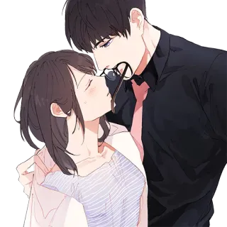 ❤️ romance, casal, amor, afeição, óculos, anime whatsapp sticker