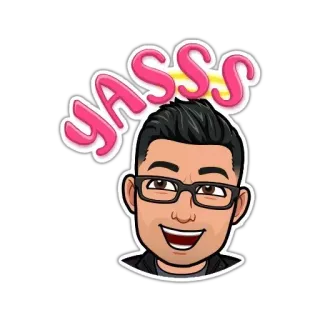 😍 YASSS в восторге, счастливый, праздник, йессс, bitmoji telegram sticker
