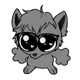 🥺 Anime, Perro, Lindo, Dibujo Animado, Gafas, Ojos, Furry telegram sticker