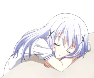 😴 Anime, Chica, Durmiendo, Pelo Blanco, Linda, Chibi, Uniforme Escolar whatsapp sticker