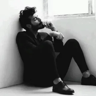🚬 smoking, man, cigarette, black and white, fashion, portrait telegram sticker
