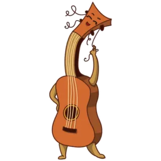 😊 gitaar, cartoon, muziekinstrument, personage telegram sticker