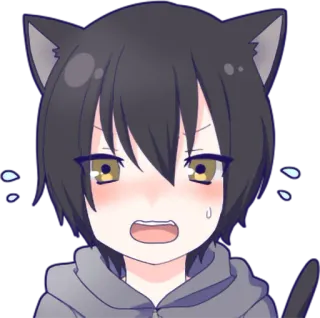 😳 Anime, Gato, Dibujos animados, Lindo, Kawaii, Manga, Neko telegram sticker