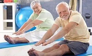 🤸‍♂️ exercise, fitness, elderly, Harold, smile, stretching telegram sticker