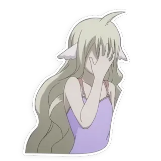 😑 Anime, Elfo, Ragazza, Triste, Piangendo, Nascondere viso telegram sticker