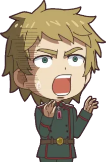 😱 Anime, Personaje, Uniforme militar, Alemán, Enojado telegram sticker